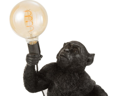 Lamp Truler Steen zwarte apenlamp met E27-fitting en opvallende Edisonlamp, speels en stoer decoratief accent