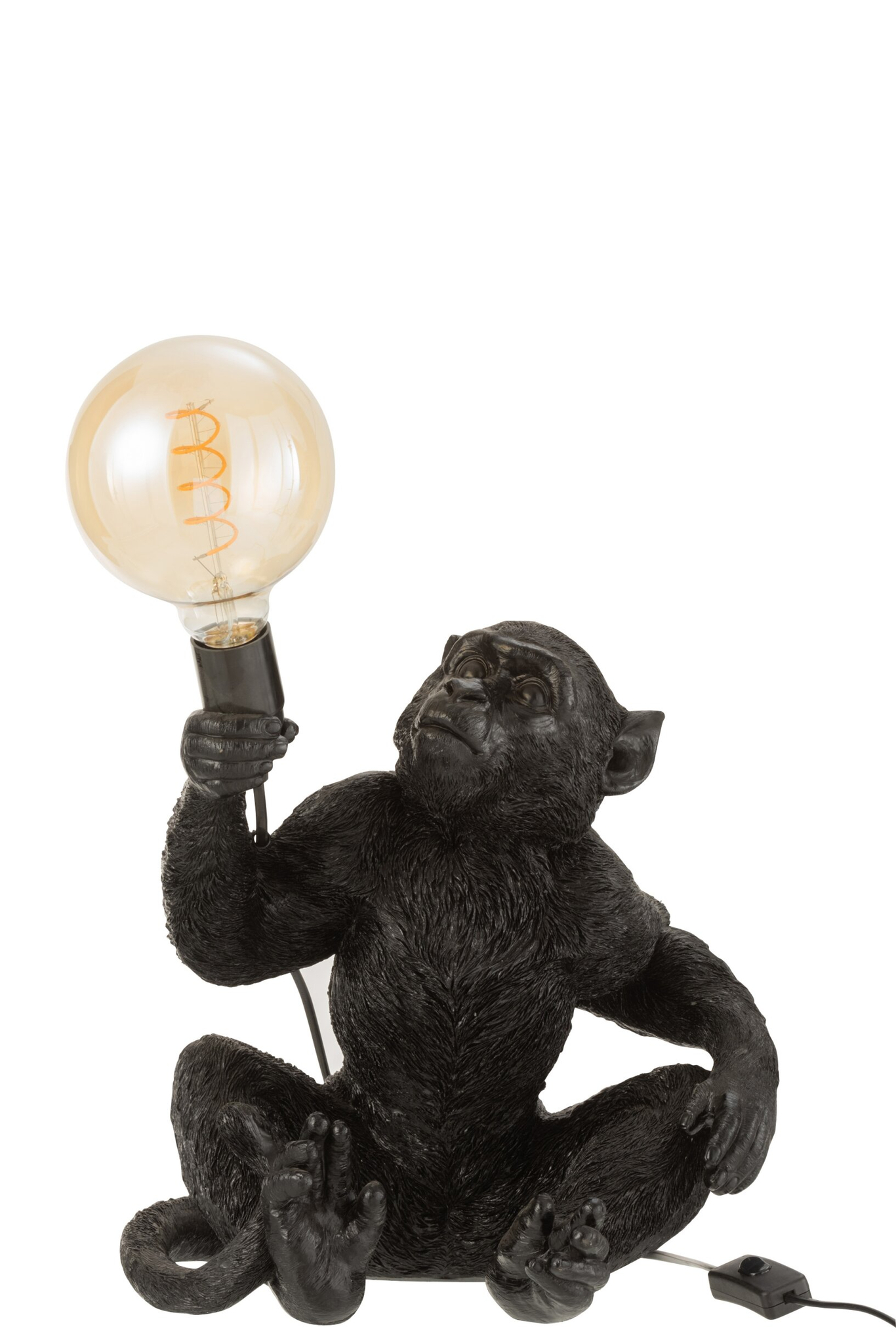 Lamp Truler Steen zwarte apenlamp met E27-fitting en opvallende Edisonlamp, speels en stoer decoratief accent