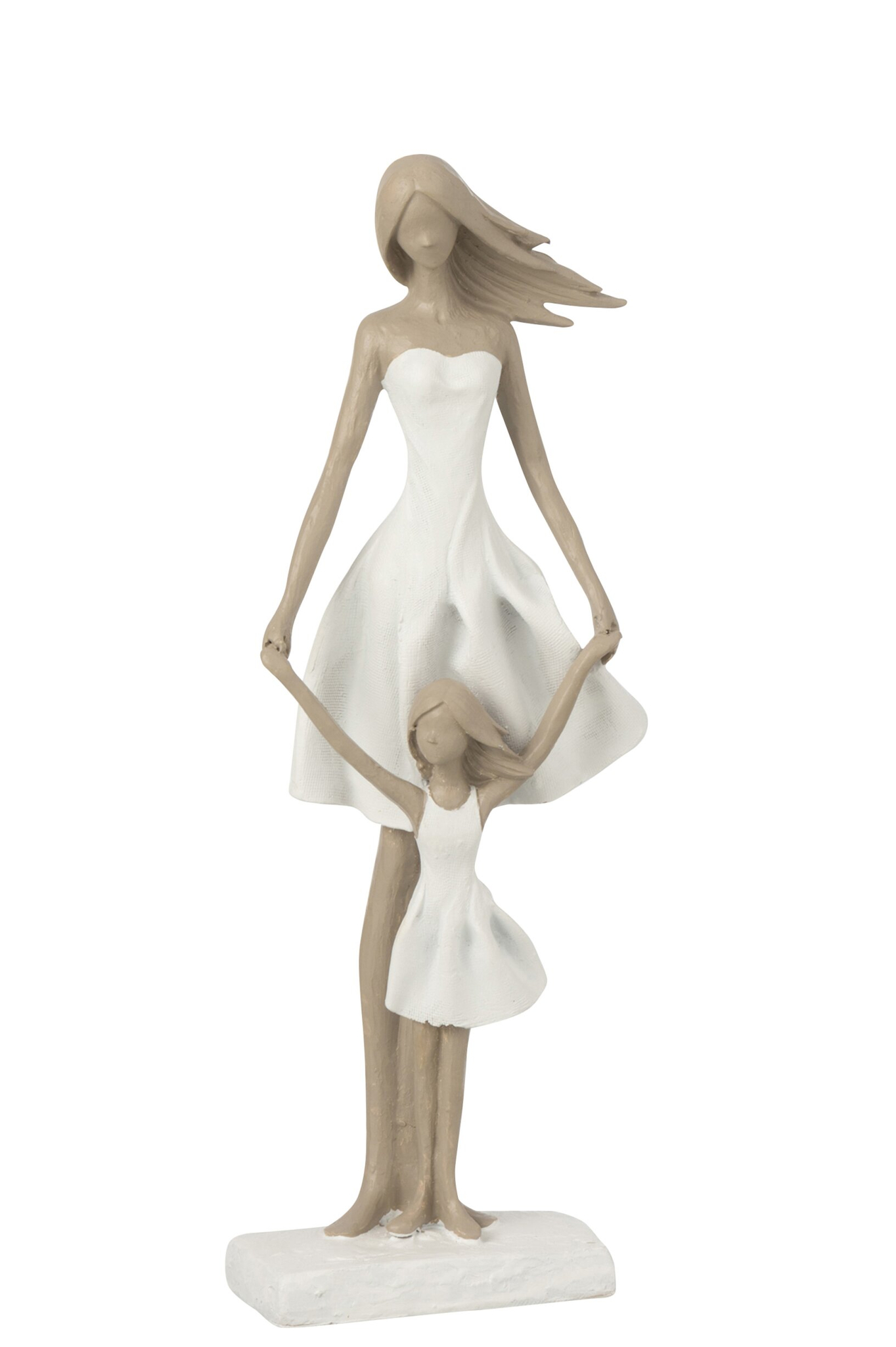 Beeld Baultis steen wit, moeder en dochter, 45 cm hoog, decoratief woonaccessoire van polyresin en steen