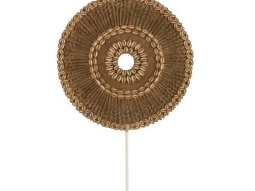Bruin Grieskan Polyresin woonaccessoire met slanke standaard en decoratief rond patroon, 48 cm hoog