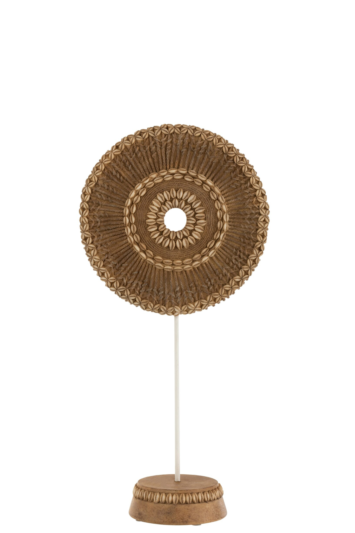 Bruin Grieskan Polyresin woonaccessoire met slanke standaard en decoratief rond patroon, 48 cm hoog