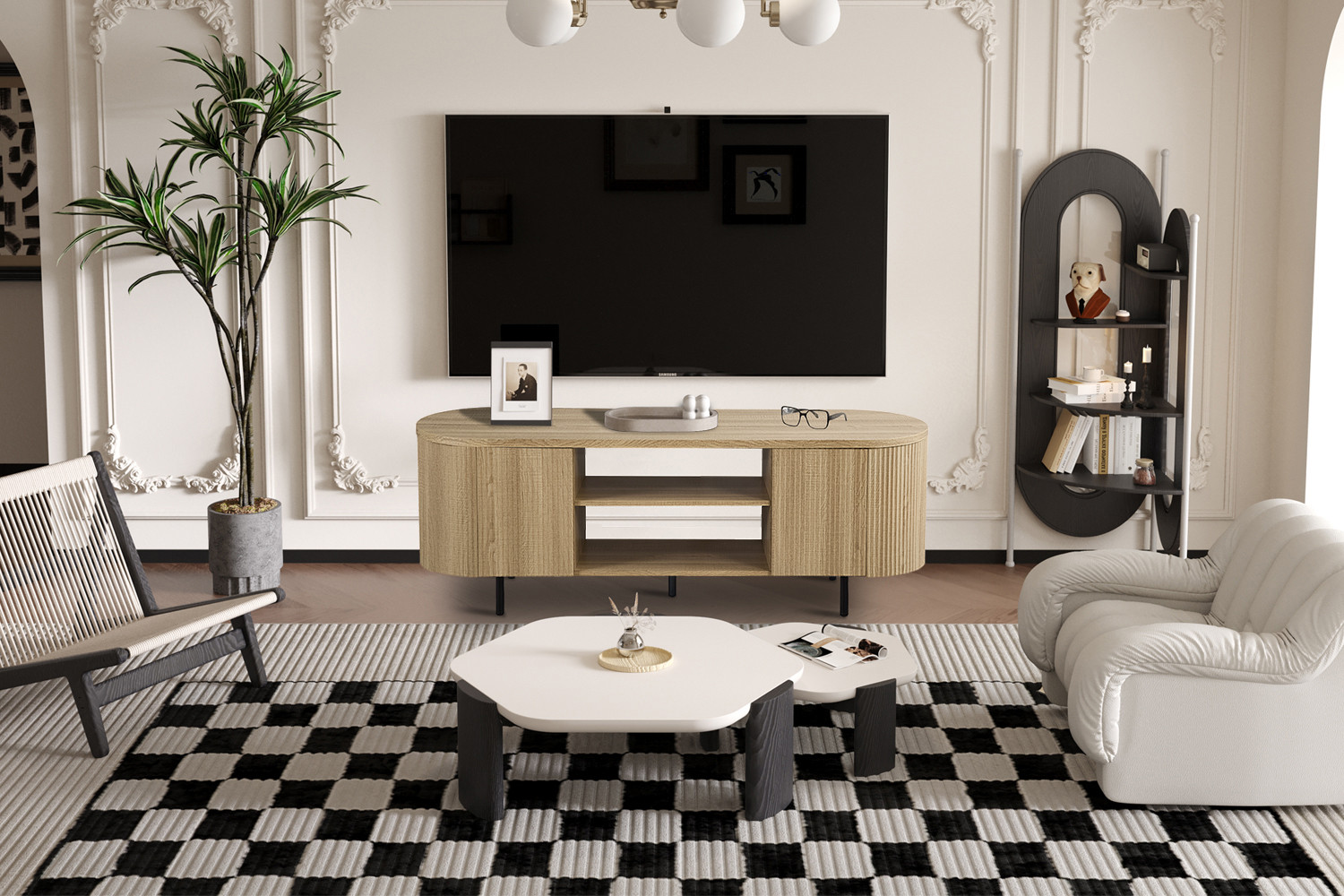 TV-meubel Slierund Naturel 160 cm - Afbeelding 2