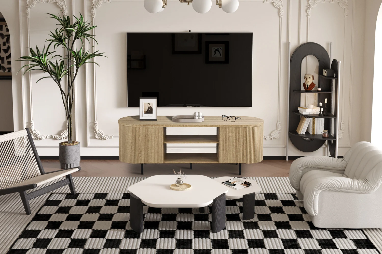 TV-meubel Slierund Naturel 160 cm - Afbeelding 2