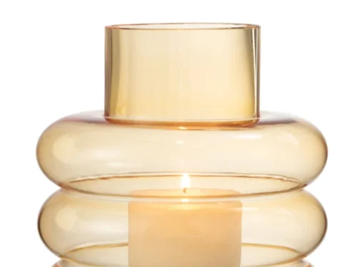 Gele Skavura glazen vaas met ronde vormen, H22,5 cm, stijlvol accent voor interieur
