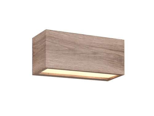 Wandlamp Amiens aluminium set van 3 met houtlook en lichtbundel boven en onder voor sfeervolle gevelverlichting