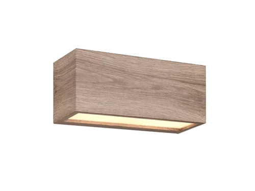 Wandlamp Amiens aluminium set van 3 met houtlook en lichtbundel boven en onder voor sfeervolle gevelverlichting