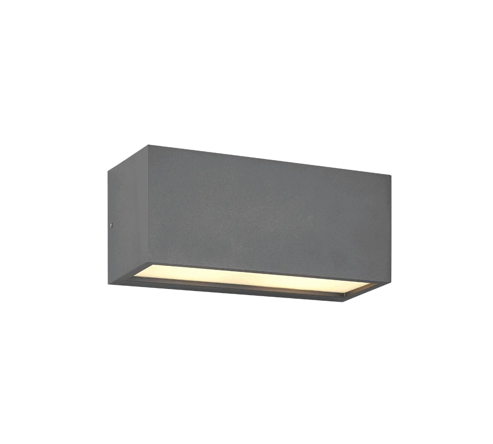 Wandlamp Praundas antraciet, moderne buitenlamp van gegoten aluminium met licht naar boven en beneden