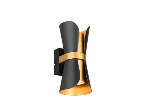 Wandlamp Grielvan goud-zwart, modern design met metaal en lichtpunt voor sfeer, set van 3