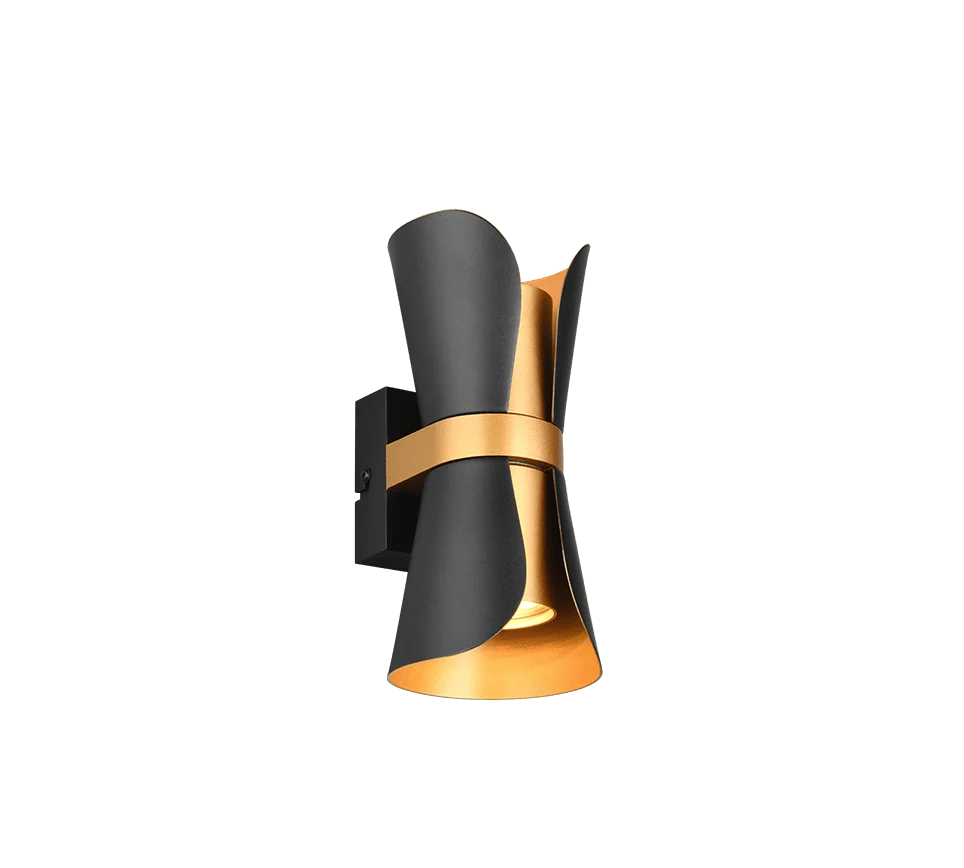 Wandlamp Grielvan goud-zwart, modern design met metaal en lichtpunt voor sfeer, set van 3