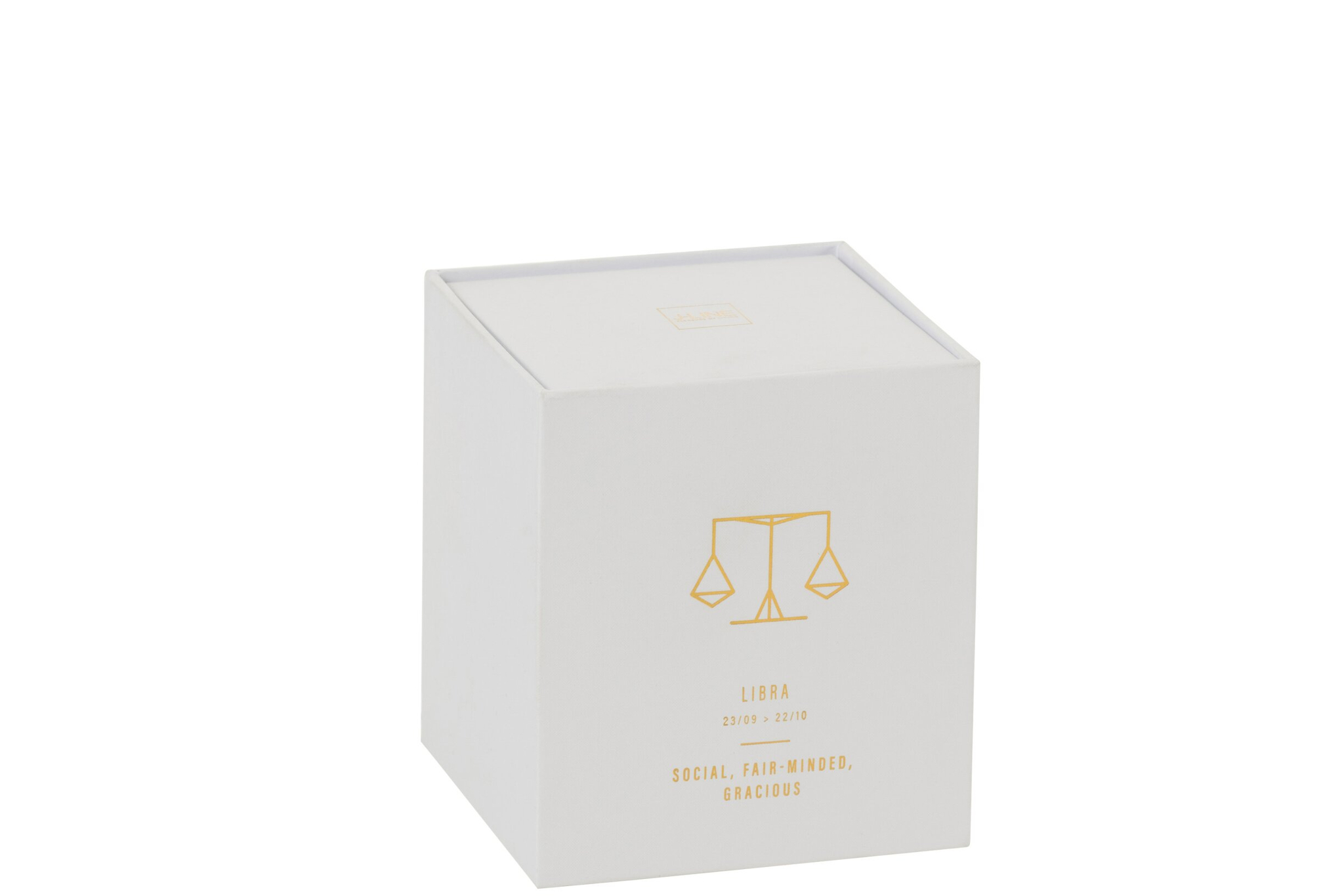 Geurkaars Zendir Wit in luxe witte verpakking met Libra-goudopdruk en elegante, verzorgde uitstraling