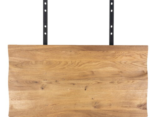 Verlengblad Furdi Staal 100 cm in naturel eik met zwarte stalen bevestiging en golfrand