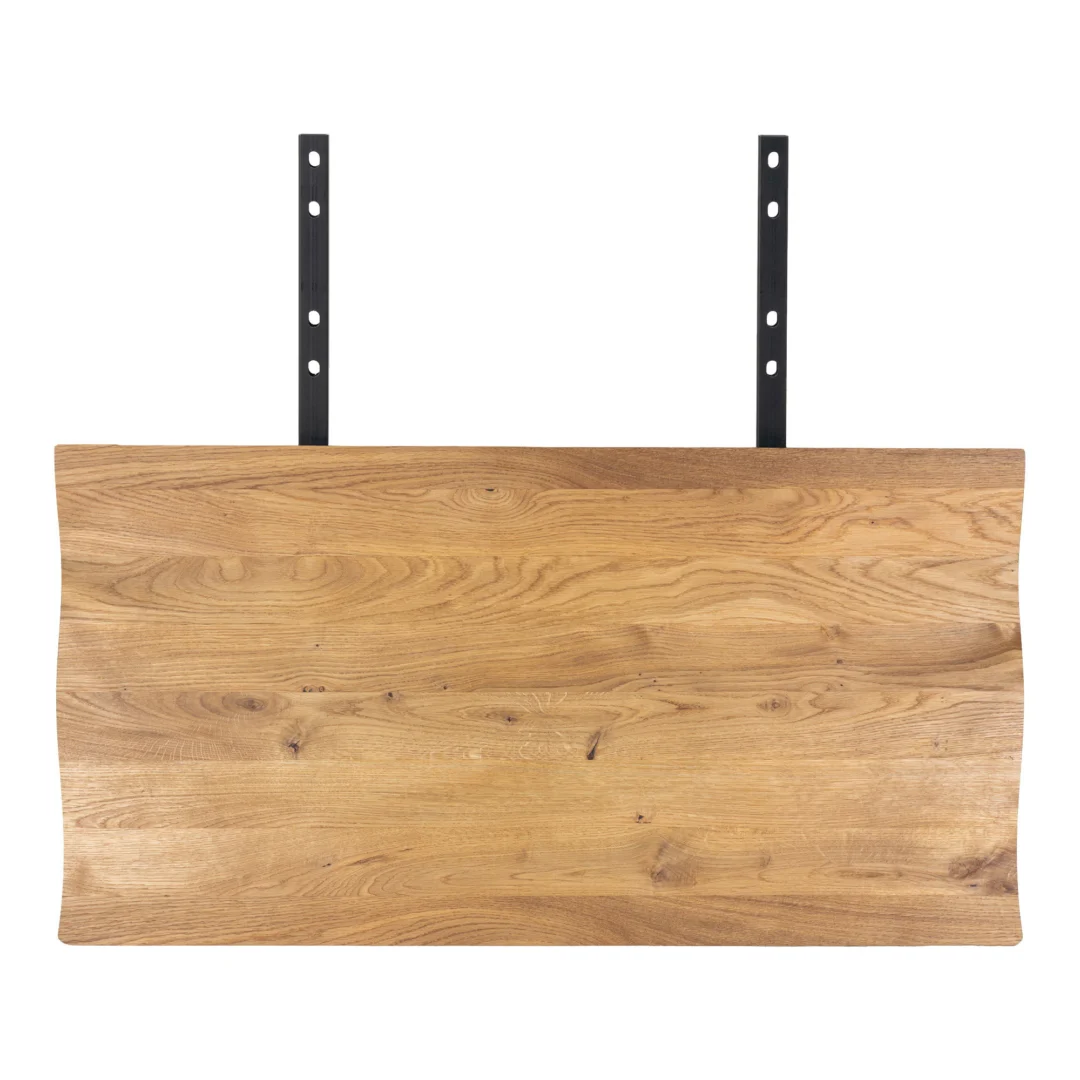 Verlengblad Furdi Staal 100 cm in naturel eik met zwarte stalen bevestiging en golfrand