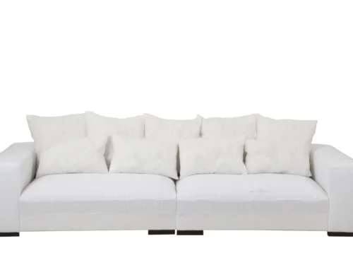 Kussen Nenone Wit: royaal wit loungekussen met linnen look voor een zachte, rustige uitstraling in huis