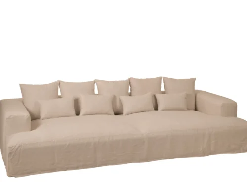 Kussen Deestona Naturel, 100% linnen hoes voor Monaco Deep XXL zitting en 9 rugkussens, naturel beige