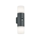 Wandlamp Baastira antraciet met bewegingssensor, boven- en benedenlicht voor sfeervolle buitenverlichting