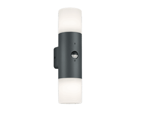 Wandlamp Baastira antraciet met bewegingssensor, boven- en benedenlicht voor sfeervolle buitenverlichting
