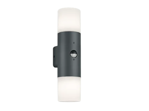Wandlamp Baastira antraciet met bewegingssensor, boven- en benedenlicht voor sfeervolle buitenverlichting