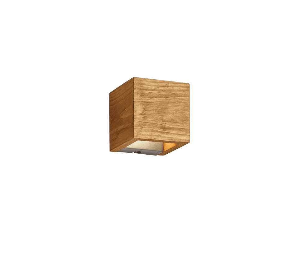 Wandlamp Poskar Nikkel, set van 3, met houtlook en warm LED-licht voor boven- en onderverlichting