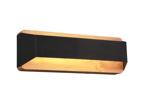Wandlamp Jaakora mat zwart met houten accenten en geïntegreerde LED, set van 3