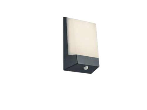Wandlamp Seebio antraciet met witte diffuser en geïntegreerde LED-sensor voor buiten, set van 3