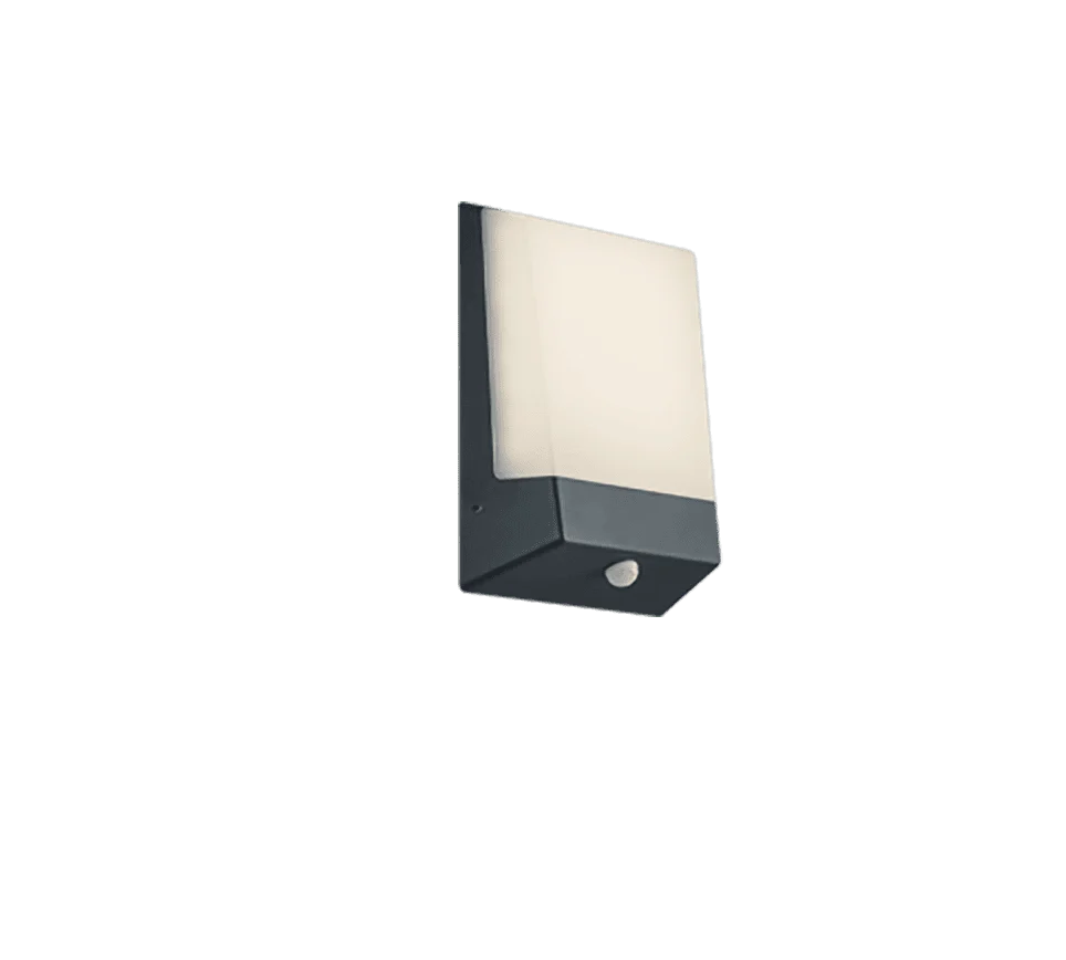 Wandlamp Seebio antraciet met witte diffuser en geïntegreerde LED-sensor voor buiten, set van 3