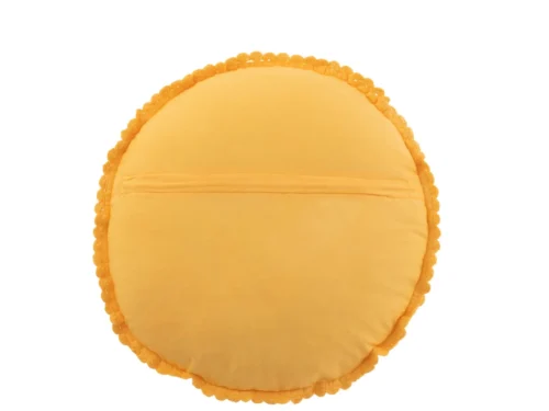Geel kussen Beskis 39x39 cm van 100% katoen met sierlijke rand en zonnige uitstraling