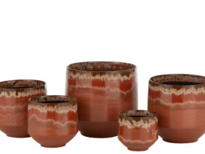 Bloempot Traarnek Keramiek Rood H32 cm
