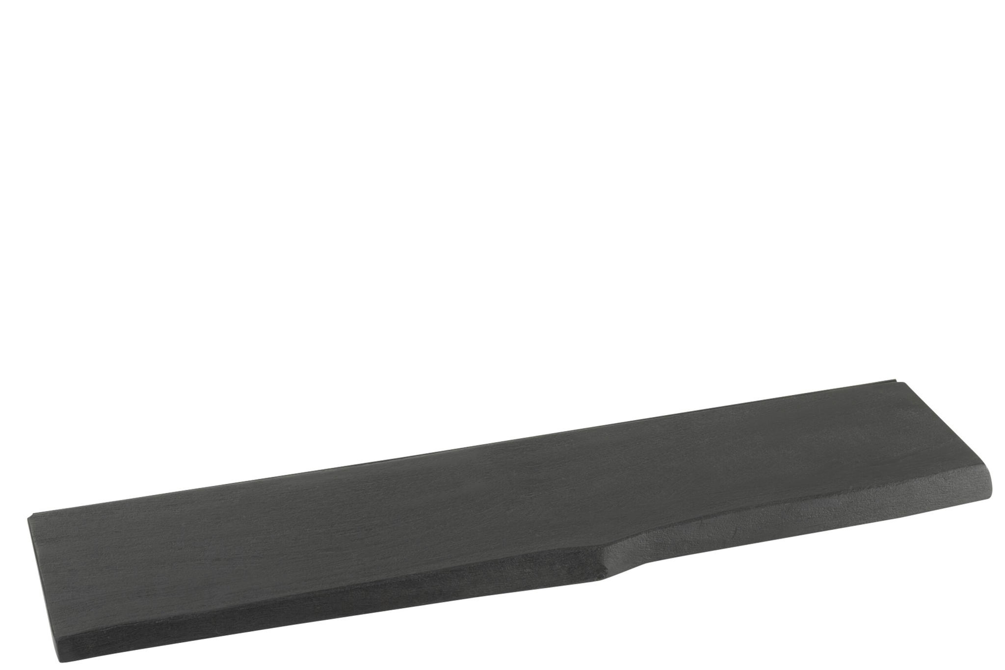 Wandplank Fladura van zwart mangohout, 115 cm lang, strak en slank ontwerp voor moderne wanddecoratie