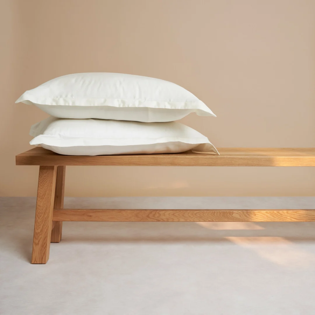Witte Kussenhoes Slernund 40x80 cm in TENCEL™ Lyocell satijn, zacht en rustig voor bed of bank