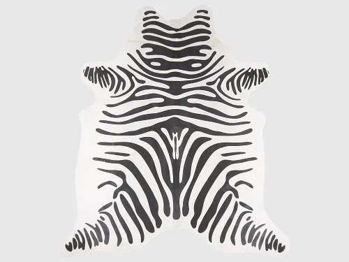 Koeienhuid Rotterdam met zebraprint, chique zwart-wit vloerkleed van stevige natuurlijke vacht