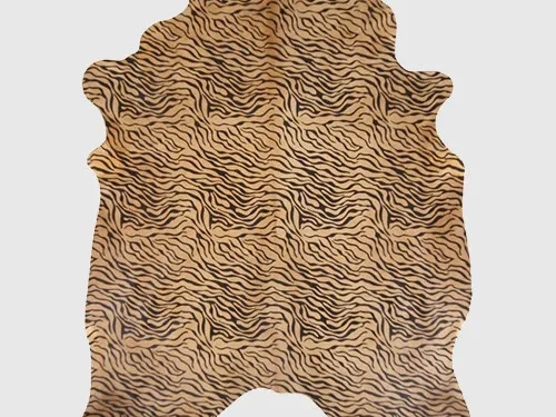 Koeienhuid Miebond met tijgerprint, naturel vloerkleed voor een warme, opvallende woonstijl