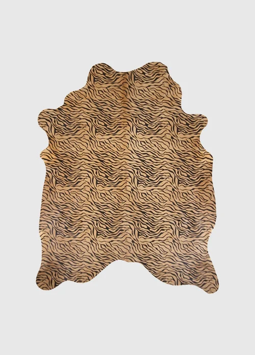 Koeienhuid Miebond met tijgerprint, naturel vloerkleed voor een warme, opvallende woonstijl