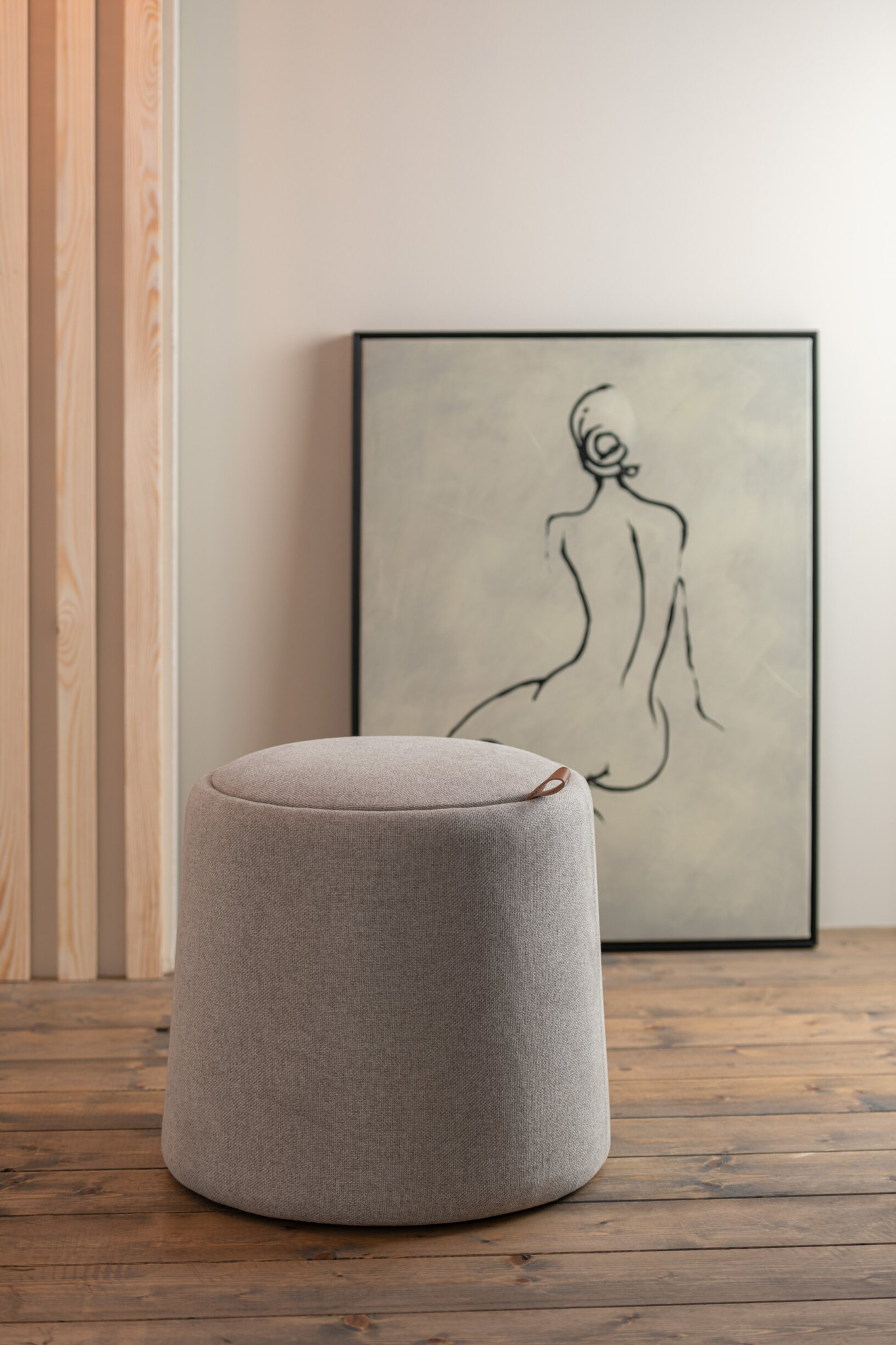 Poef Stinsor Stof Beige - Afbeelding 5