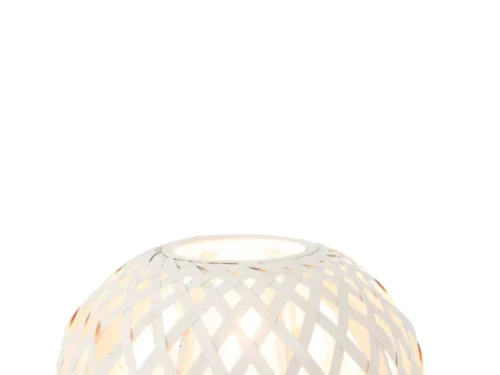Greirdena bamboe tafellamp wit, rond gevlochten design met warm licht, H28 cm