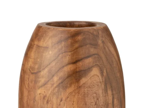 Bruine Leinsonte pot van paulowniahout, H42 cm, met natuurlijke houtstructuur en warme uitstraling