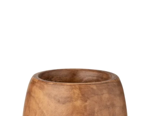 Mordena bruin houten pot van paulowniahout, 27 cm hoog, met natuurlijke houtstructuur en warme uitstraling
