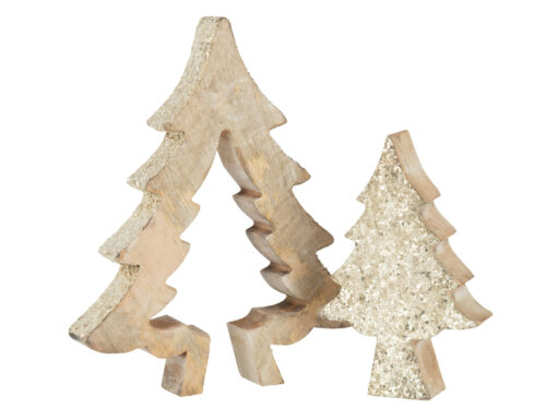 Kerstboom Naaroro van mangohout in goud, H30 cm, decoratieve woonaccessoire met feestelijke glans