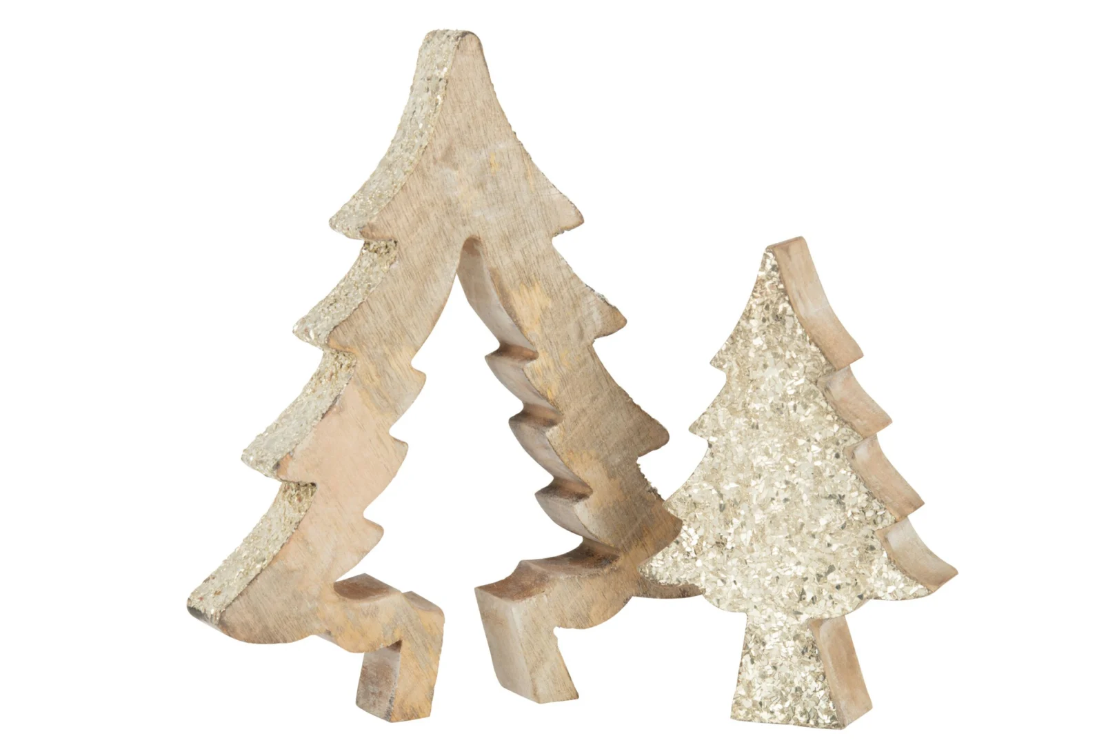 Kerstboom Naaroro van mangohout in goud, H30 cm, decoratieve woonaccessoire met feestelijke glans