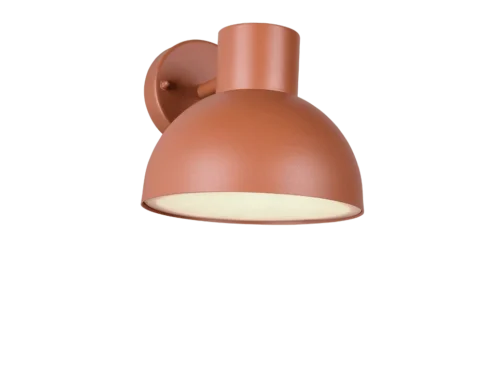 Wandlamp Troodura aluminium in abrikooskleur, compacte buitenlamp met warme moderne uitstraling
