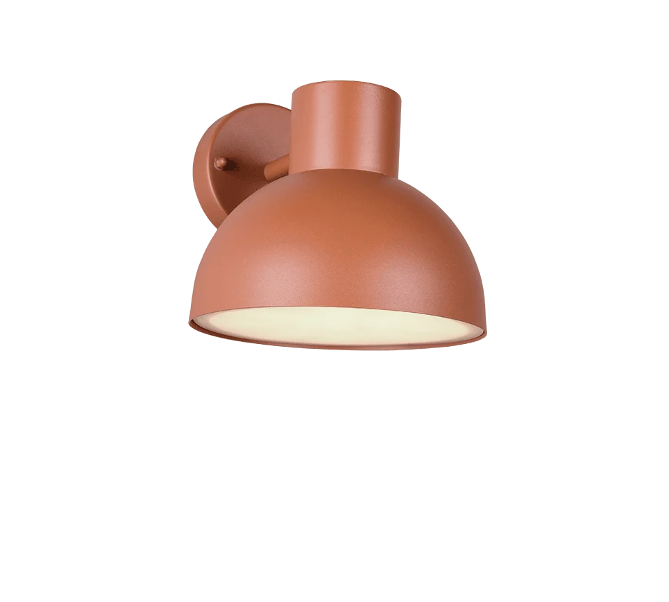 Wandlamp Troodura aluminium in abrikooskleur, compacte buitenlamp met warme moderne uitstraling