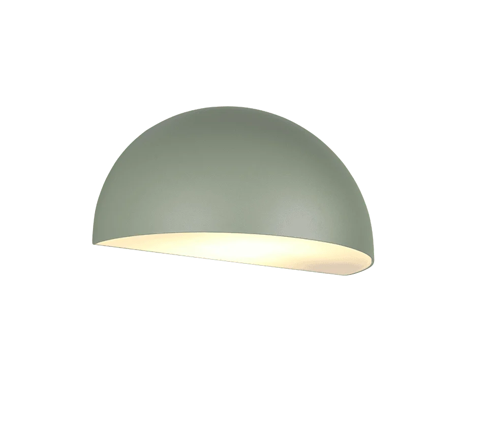 Wandlamp Prelvine groen, compacte halfbolvormige buitenlamp voor wandmontage, set van 3