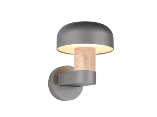 Wandlamp Skierdar aluminium met houtlook, moderne buitenmuurlamp in antraciet, set van 3