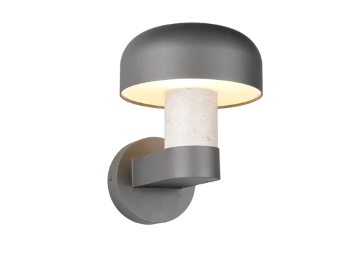 Wandlamp Stosken aluminium, betonkleur, moderne buitenlamp voor tuin en gevel, set van 3