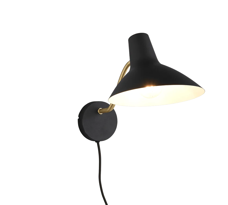 Wandlamp Parmine mat zwart-goud, flexibele arm en gericht licht, set van 3