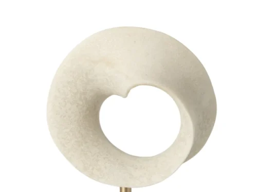 Truline decoratie wit met goudaccenten, abstracte ring op gouden voet van polyresin, 30 cm hoog