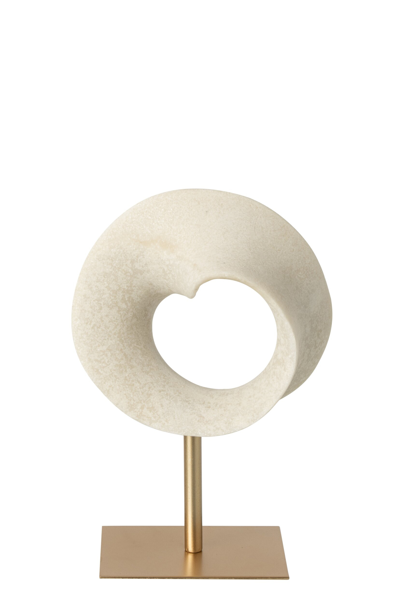 Truline decoratie wit met goudaccenten, abstracte ring op gouden voet van polyresin, 30 cm hoog