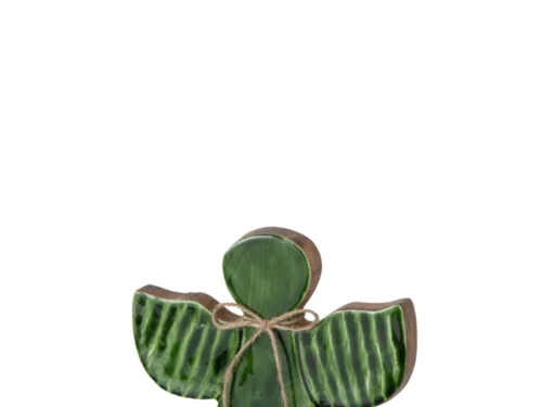 Decoratiefiguur Nommum van mangohout in naturel en groen met touwdetail en houten ster, H22 cm