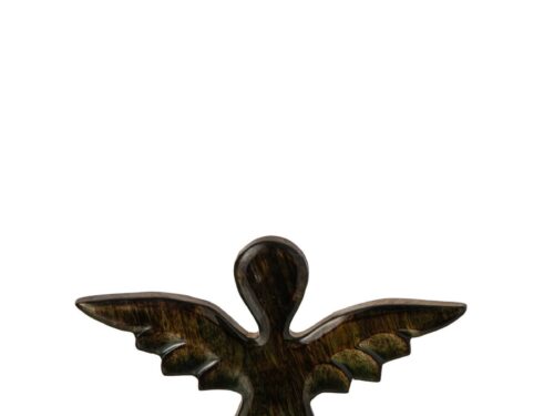 Decoratiefiguur Reibel van groen mangohout met slanke vorm en compacte voet, 18,5 cm hoog