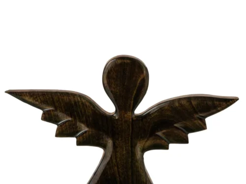 Grurno decoratiefiguur van mangohout in groen, 29 cm hoog, slank ontwerp op voet met glanzende afwerking