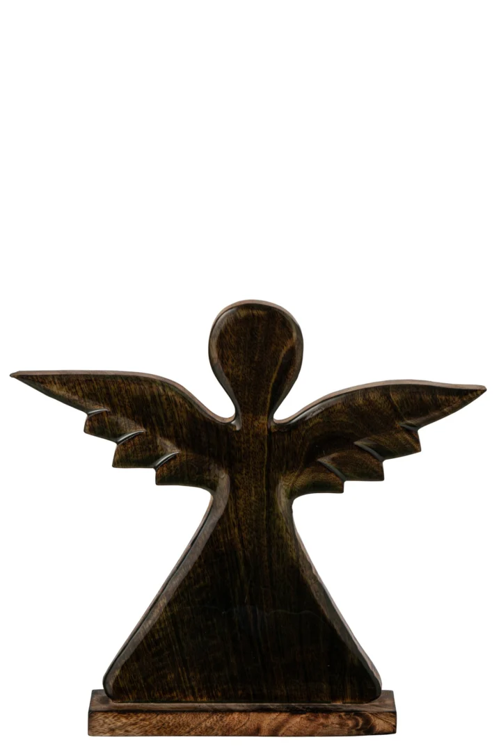 Grurno decoratiefiguur van mangohout in groen, 29 cm hoog, slank ontwerp op voet met glanzende afwerking